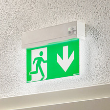 Arcchio LED Notleuchte Sicherheitslampe Akku Plexiglas weiß grün 19,8 cm hoch