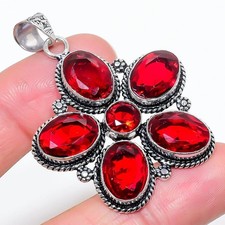 G R A N A T  EDELSTEIN SCHMUCK ANHÄNGER HANDGEFRTIGT 925 Sterling SILBER