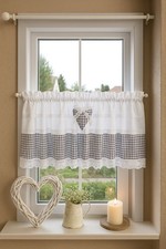 Scheibengardinen Landhaus Shabby  Bistrogardine Grau  Weiß Farbauswahl Karo