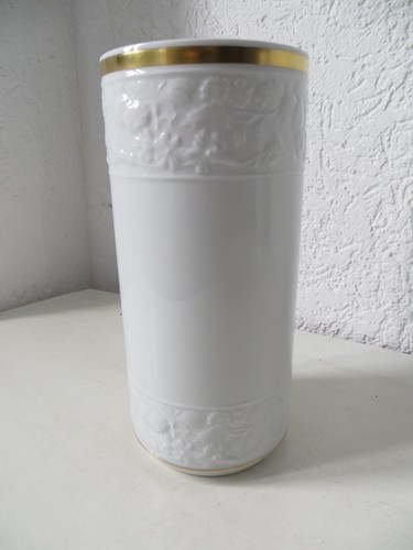 Vase weiss goldrand - -,