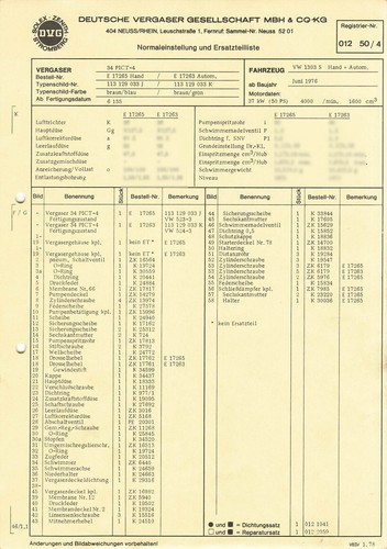 Datenblatt einstelldaten solex - datenblatt,