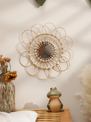 Rattan wandspiegel handgewebt - rattan,