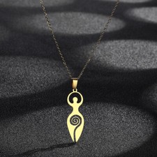 Halskette mit Mondgöttin Gaia Anhänger Mond Göttin Wicca Amulett Minimalist
