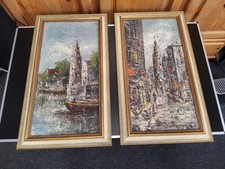 2 Wunderschöne Ölgemälde Stadt Bild vermutlich Paris  mit Rahmen ca. 69 X 39 Cm