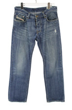 Diesel Larkee 008RQ Herrenjeans W34/L32 Blau Whiskers Verblichen Knopf Fly