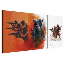 Artgeist Wandbild Set 3 tlg Groß Wohnzimmer Leinwand Bilder Truppen von Soldaten