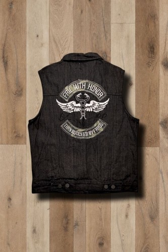 Blac label jeansweste bestickt - label,