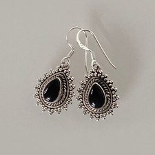 Silber-Ohrhänger - Onyx -