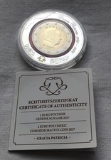 2 Euro Monaco Polymerausgabe 24 Karat Gold..Gracia Patricia 2017 mit Zertifikat