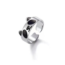 Cute Wrap Ring Adjustable Panda Shaped Open Ring Jewelry Gift for Women Girl