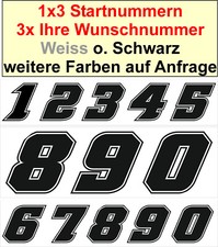 3 × Startnummer Zahlen