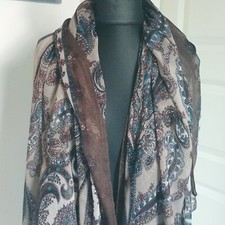 XXL Schal multicolor in braun taupe blau 175 cm