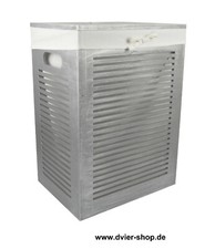 Wäschekorb Wäschetruhe Holz grau rechteckig Bezug creme weiß BxTxH 40x30x55cm 