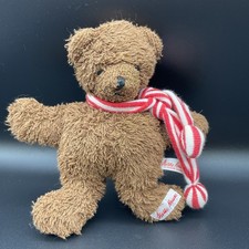 Käthe Kruse Schmusetier Kuscheltier Frottee Bär braun Schal Rot/weiß Ca. 16cm