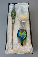 Murano Stil Pfau Glas Griff Brieföffner und Lupe verpackt