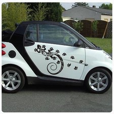 Auto Aufkleber Gecko Gekko Echse  Pfotenabdrücke Autoaufkleber 2er SET A1165