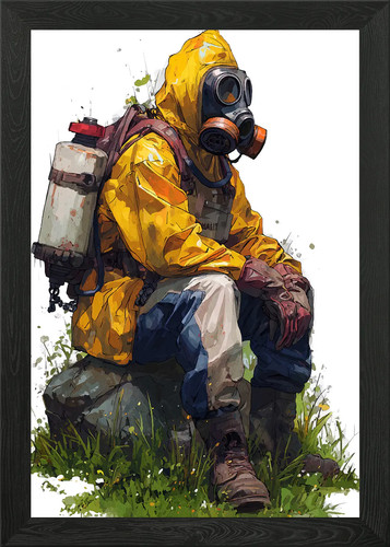 Person hazmat suit - suit, sitting