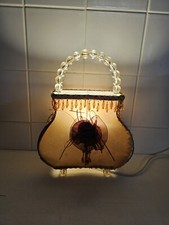 Vintage Handtasche Tischlampe Lampenschirm floral gut erhalten