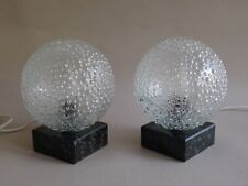 2 Tischlampen VEB Kühnhaide Marmor Kubus Bubble Glas DDR  vintage 70er