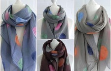 Damen Schal Tuch Loop Made in Italy Seide Baumwolle viele Farben bunte Punkte