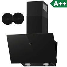 Kopffreie Wandhaube Dunstabzugshaube 60cm Touch Display Edelstahl Schwarzes Glas