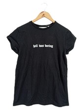 WRSTBHVR Damen T-Shirt Schwarz Schriftzug Logo Print Gr. S Baumwolle