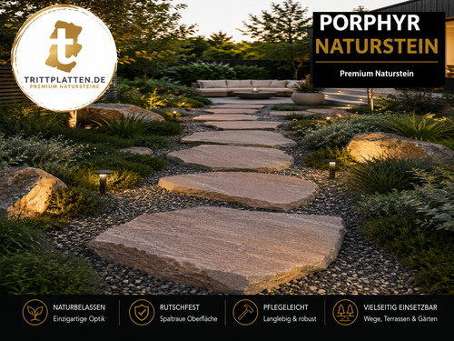 Porphyr trittplatten 5er set - set, |
