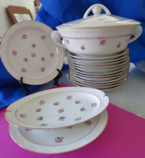 Speiseservice, Porcelain J. & C NR. 51 B "LIMOGES") blumiges ART DECO, 17 Teile