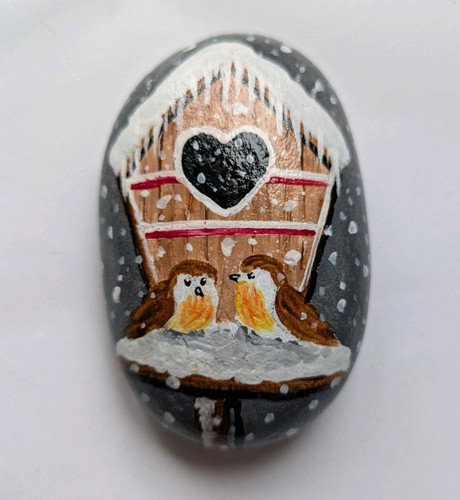 Bemalter stein vogelhäuschen - stein,,