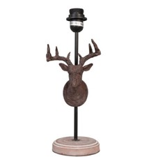 6LMP159  Lampenfuß Hirsch Stehlampe 20x46cm Braun Eisen Holz rund Lampensockel