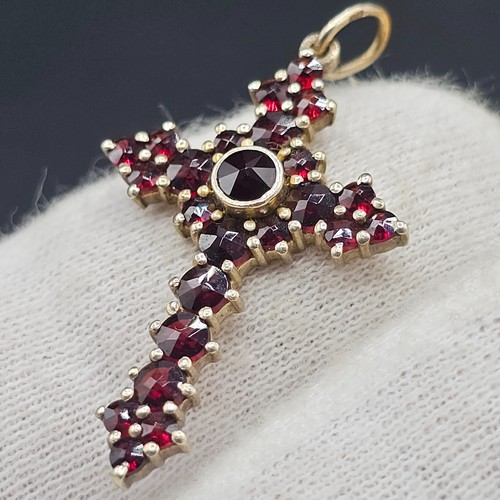 Granat kreuz anhänger - granat,