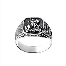 925 Sterling Silber Fingerring Rette und Schutz Prägung Herrenring