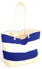 Strandtasche blau weiß marine Segeltuch mit Kordelgriffe 100% Cotton Tasche OVP 