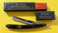 Antik Hand Rasier Messer Friseur Barbier mit Etui gemarkt 20-50erJ 16,5cm Deko