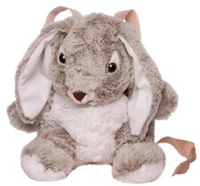 Hase Rucksack Kinder Tasche Kuscheltier Plüsch Tier Kindergarte Grau Weiß