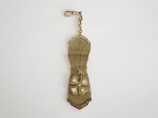 Vintage Uhrenkette Chatelaine Bierzipfel Kleeblatt Glücksbringer 15,1 g/12,5 cm