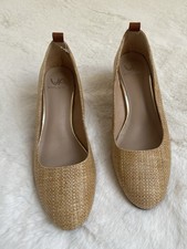 Damen Pumps Beige Raffia Look