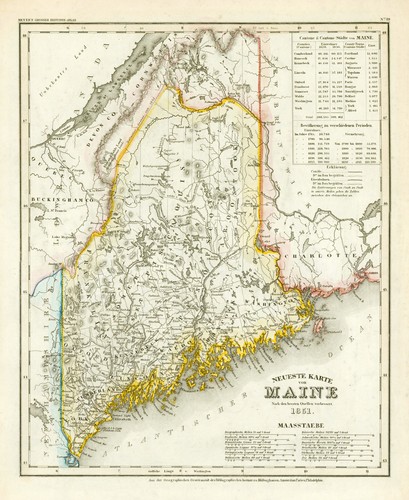 Usa maine original stahlstich - usa,