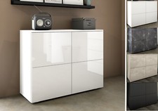 Kommode 4-türig Sideboard Schrank Weiß Hochglanz Garderobe ROVA