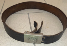 orig. DDR  Lederkoppel , schwarz, mit Zweidornkoppelschloss , ca. 94 cm Länge