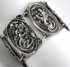 Zauberhaftes altes Armband Engel Putten 800er Silber durchbrochen antik  (65)