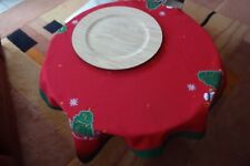 Adventskranzteller d=33cm in Holzoptik mit Tischdecke 80X80cm passen  zusammen