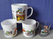 Max und Moritz 3x Tassen Becher Arcopal France 1x Glas Witwe Bolte Böck Vintage