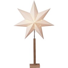 Tischlampe Weihnachtsstern Dekostern beleuchtet Papier in weiß und Holz 100cm