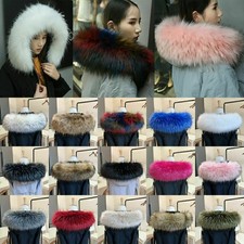 Luxus Damen Pelzkrage Kunstpelz Kapuzen Fellkragen Faux Pelz Schal Fellstreifen