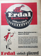 ORIG WERBUNG,REKLAME  1958  ERDAL Schuhcreme  Rotfrosch