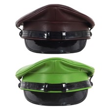 Echtleder Armee Muir Biker schwarz Schirmmütze Polizei Militär Stil Bluf Cap Mütze