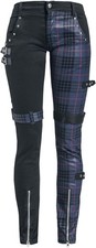 Gothicana by EMP Damen schwarz-blaue Hose mit Nieten und Riemen