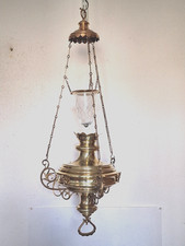 alte Öllampe, Kirchenampel, Ewiges Licht, Messing und Messingguss  um 1880