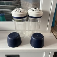 Tupperware 2 Parmesano Zuckerhut blauer Deckel Streuer Zucker